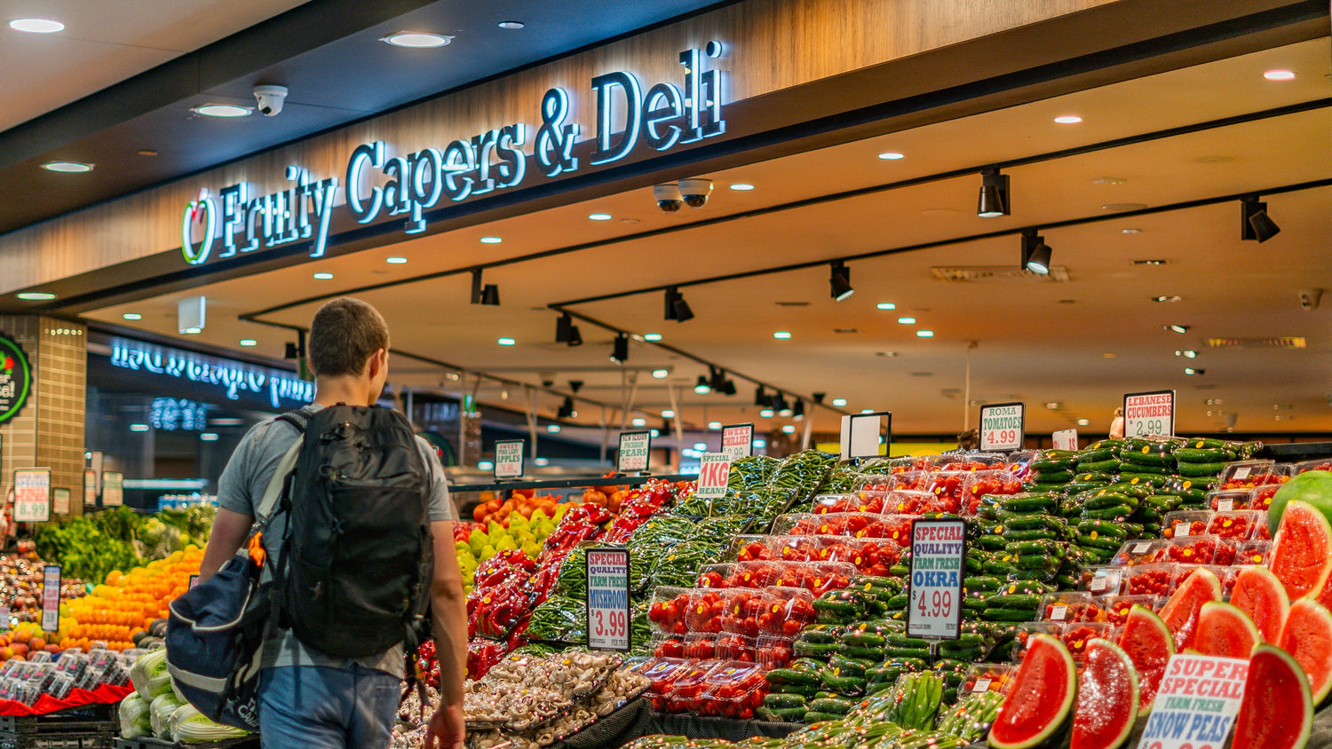 Fruity Capers & Deli storefront with fresh produce displays at Toowong Village